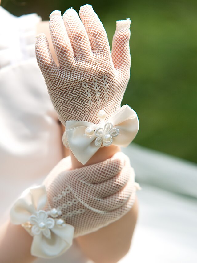  Wrist Length Fingertips Glove Tulle Party/ Evening Gloves / Flower Girl Gloves Spring / Summer / Fall / Winter Bow