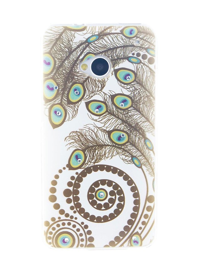  Case For HTC Rhinestone Back Cover Feathers Soft TPU