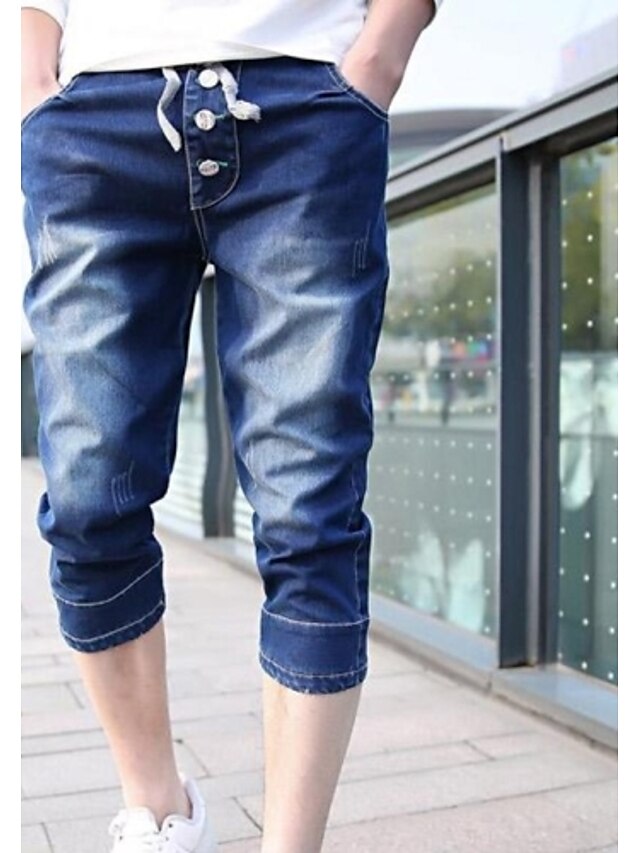  Herren Jeans / Kurze Hosen Freizeit Baumwolle Blau