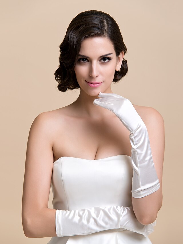  Satin Elbow Length Glove Bridal Gloves Party/ Evening Gloves