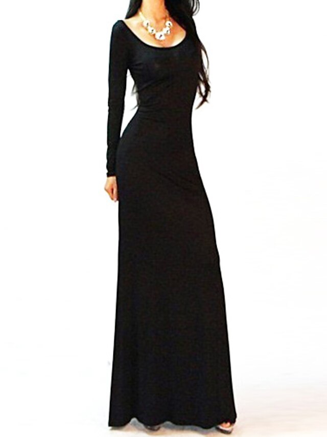  DEFANIA Kvinder Sexy Backless Split Long Dress (Black)