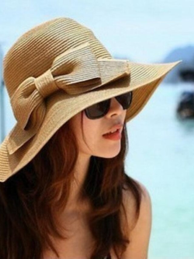  קיץ חום כובע צבע אחיד / בגדי ריקוד נשים / וינטאג' / כובע קש / כובעים / כובע שמש