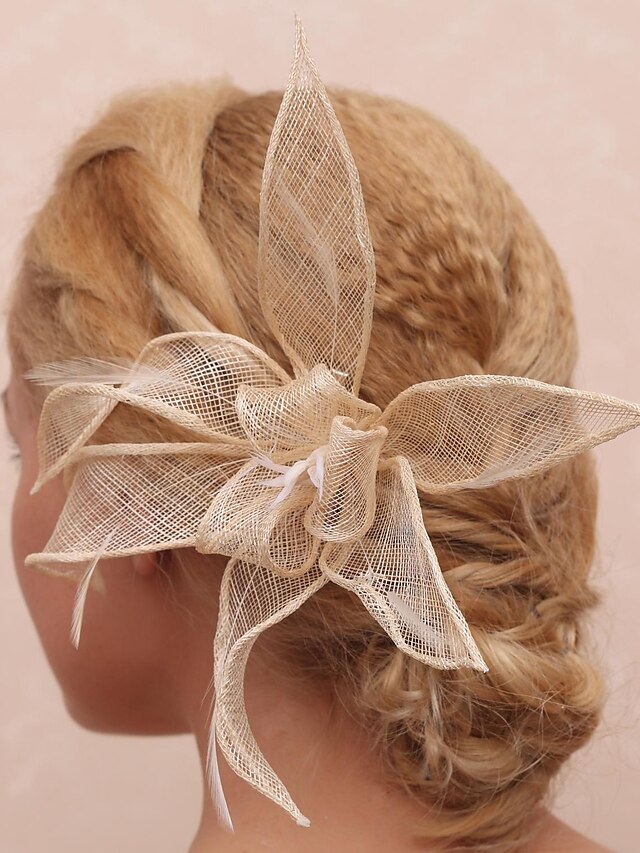  Gorgeous Lace And Feather Bridal Flower Headpiece