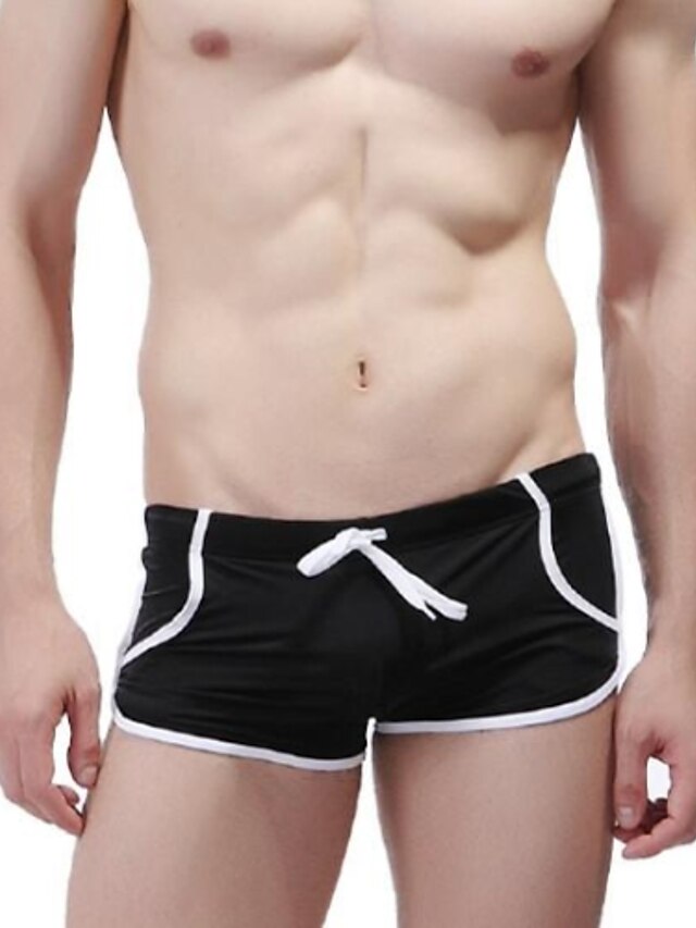  Men's Swimwear Bottoms Swimsuit Solid Colored Black Bathing Suits