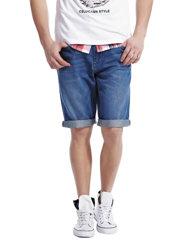  Celucasn Mænds Denim Short Thin Mid Længde Short Casual Summer Pants