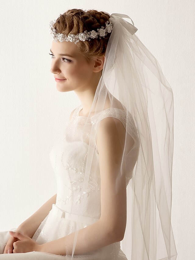  Два слоя Свадебные вуали Фата до кончиков пальцев / Головные украшения с вуалью с 47,24 В (120) Тюль Платье-трапеция, бальное платье, платье-принцесса, платье-чехол, платье-русалка