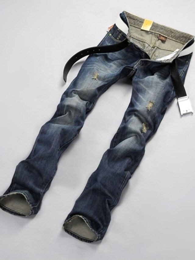  Casual Jeans Calças - Sólido Azul Escuro