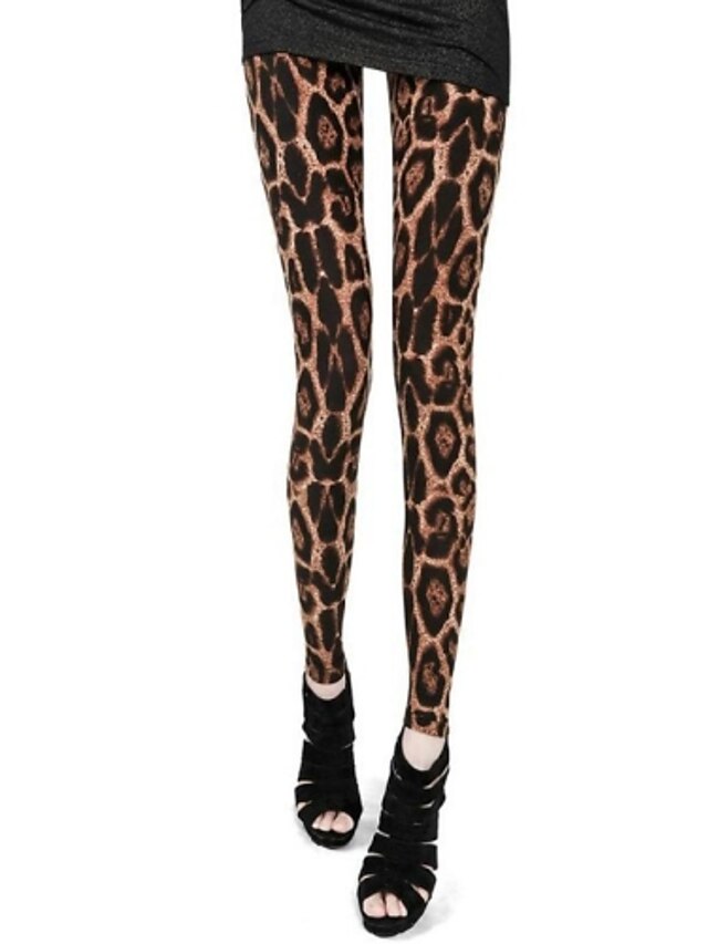  kvinders elastisk leopard mønster leggings