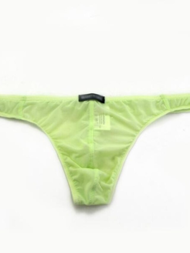  Men's G-string Underwear Underwear Solid Colored Nylon Low Waist Super Sexy White Black Green M L XL