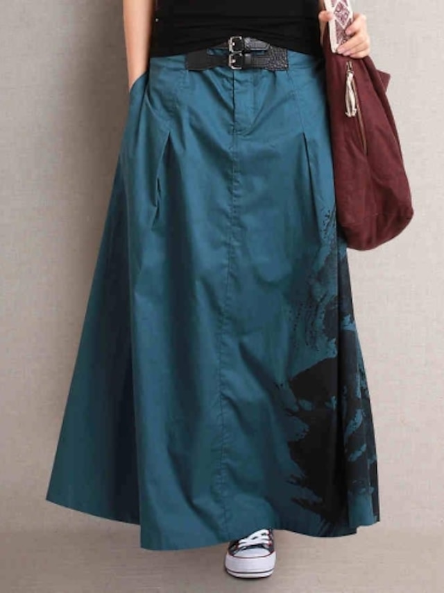  Women's Tencel Cotton Casual Fashion  Long Skirt