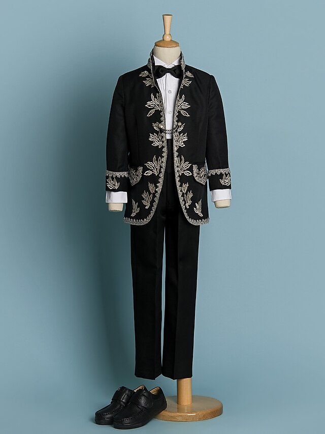  Negru / Ivoriu Poliester Costum Cavaler Inele - 4 Include Jacketă / Cămașă / Pantaloni