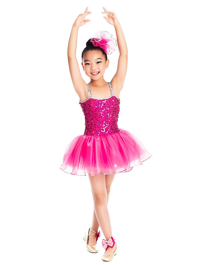  Kids' Dancewear Sequin Ruffles Training Sleeveless Natural Spandex / Ballet / Performance / Ballroom