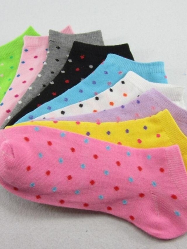  Skymoto®Women's Thin Ankle Boat Dot Short Socks(10 Pairs/Package,Mix Colors)