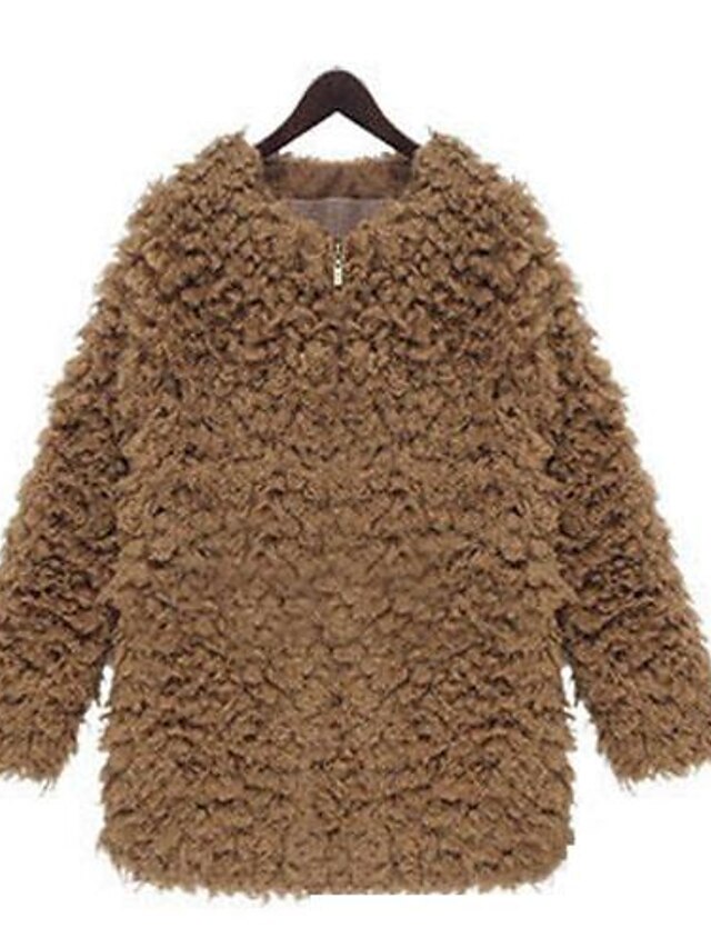  Women’s Maomao Long Big Yards In The Wool Imitation Fur Outerwear