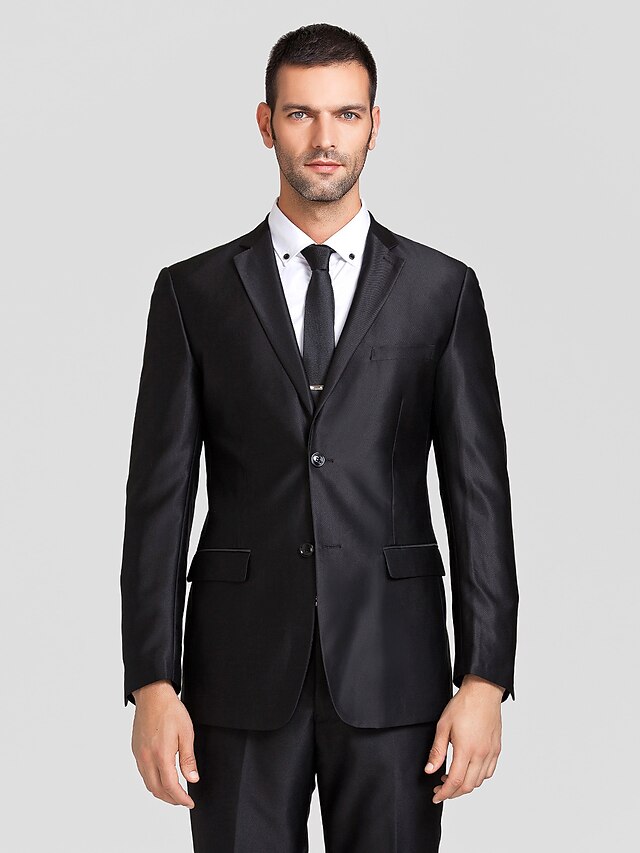  Tailored Fit Polyester Suit - Slim Peak Single Breasted Two-buttons / Suits