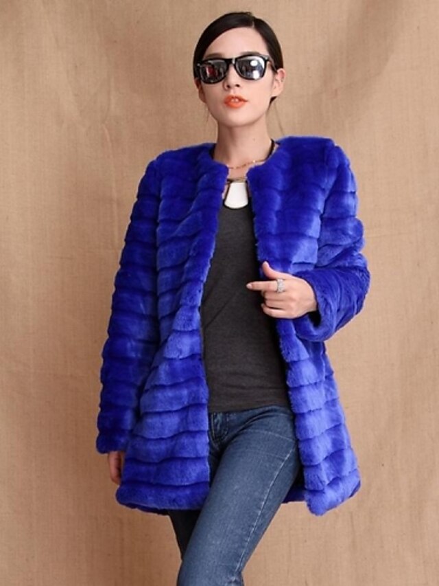  fashion lange mouw kraag faux fur party / casual jas (meer kleuren)