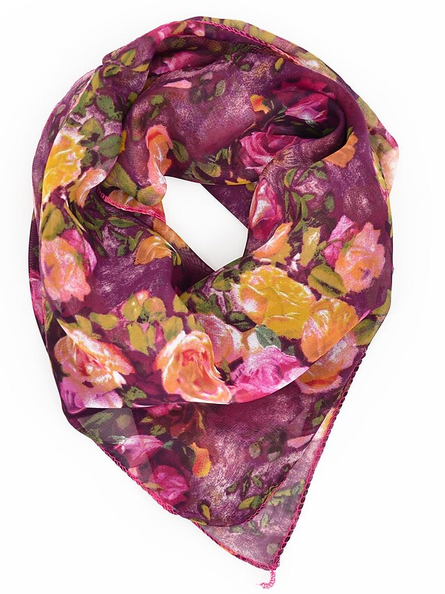  vrouwen flora afdrukken chiffion vierkante bandana sjaal