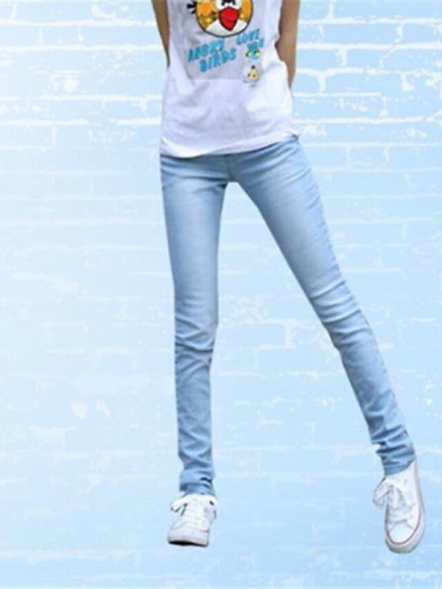  Women's Classic & Timeless Cotton Skinny / Pants / Leggings Pants - Solid Colored / Solid Color Classic Style Blue / Jeans
