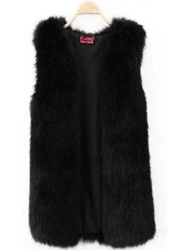  bont vesten zwarte mode causale faux fur vest