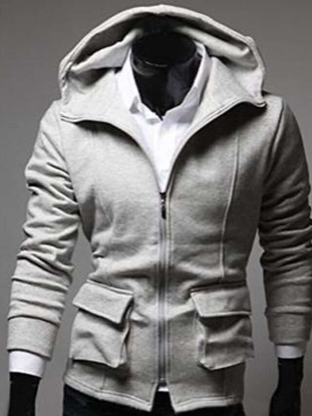  Men's Fashion Slim Zipper Hoodie Coat
