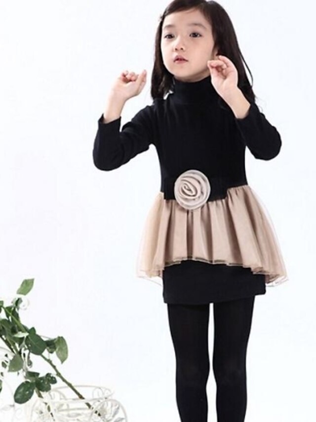  Girls' Long Sleeve Solid Colored 3D Printed Graphic Dresses Dress Spring Fall Winter