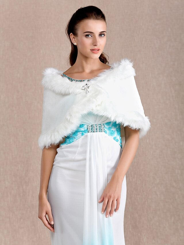  Wedding  Wraps / Fur Wraps Shrugs Sleeveless Feather/Fur Ivory Wedding Clasp