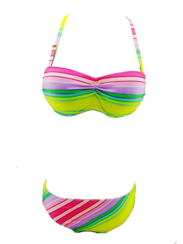 Women's Bandeau Bikinis , Geometric Push-up/Underwire Bra Spandex Multi ...