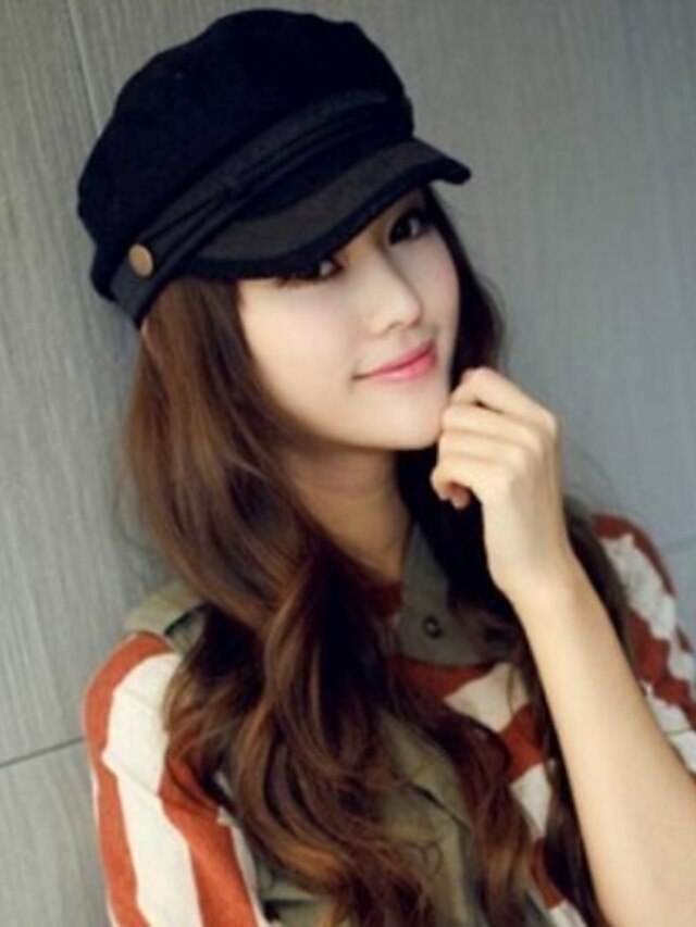  Women's Cotton Acrylic Polyester Military Hat,Casual Solid Winter