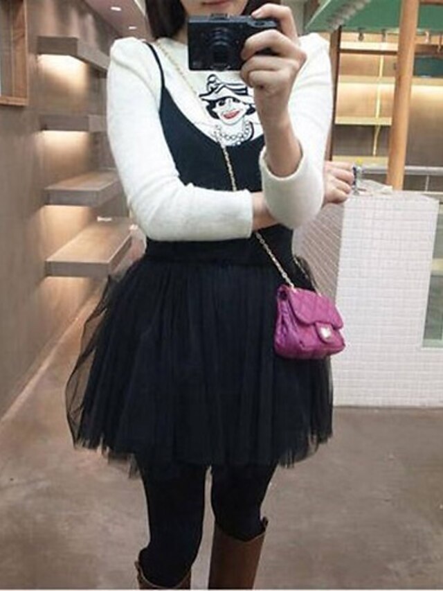  Women's Street chic Sheath Dress - Solid Colored Mesh Cotton Black