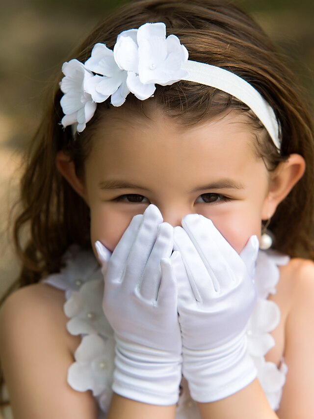  Coton / Satin Longueur Poignet Gant Charme / Elégant / Gants de Demoiselle d'Honneur Avec Broderie / Couleur Unie