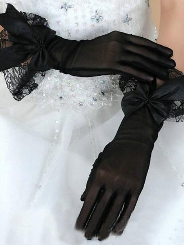  Wrist Length Fingertips Glove - Tulle Bridal Gloves