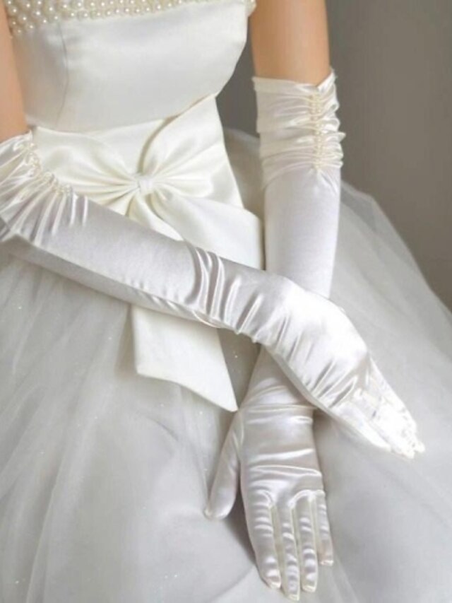  сатин пальцев длина оперы свадебные перчатки с плетения кружева (больше цветов)