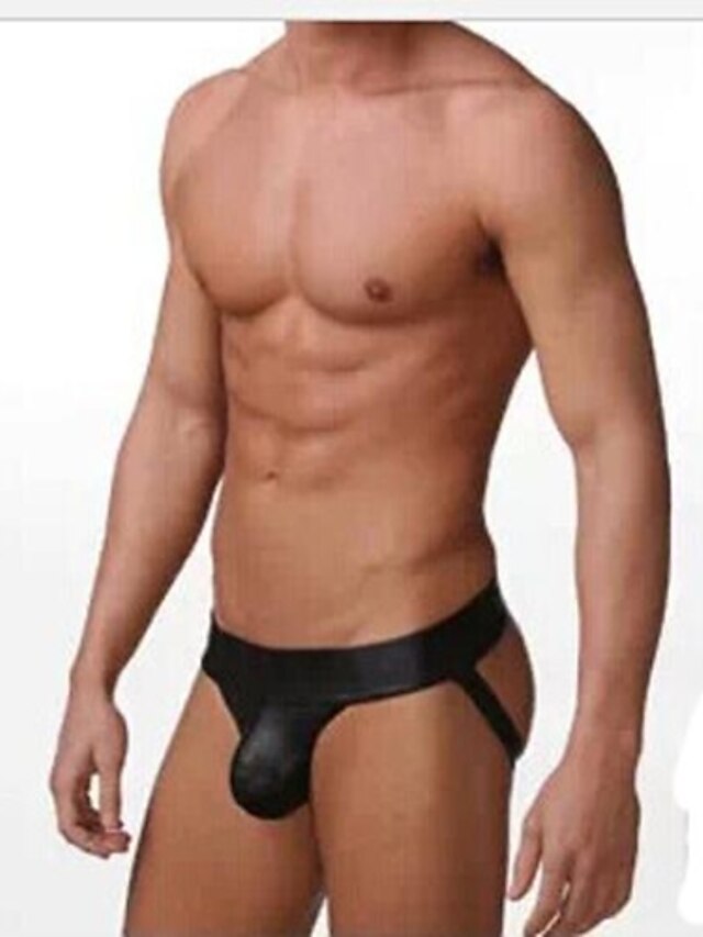  Voor heren G-string ondergoed Ondergoed Uitknippen Effen Nylon Lakleer Lage Taille Erotisch Zwart S M L