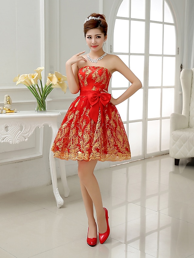  Short/Mini Bridesmaid Dress - Ruby A-line / Princess Strapless