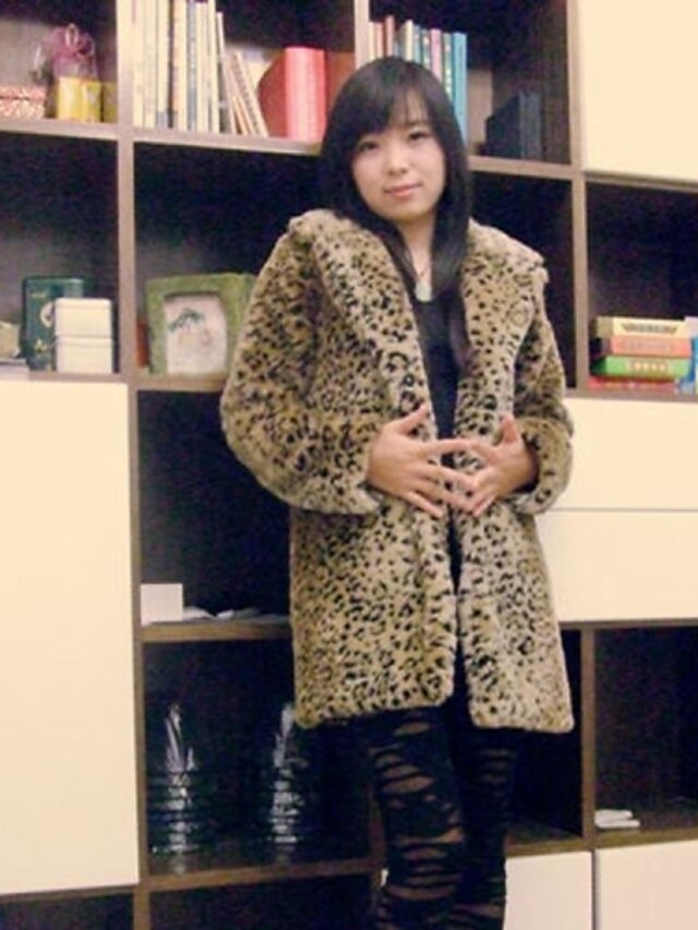  casaco de pele de moda festa de manga longa de abertura de cama faux fur / casaco casual