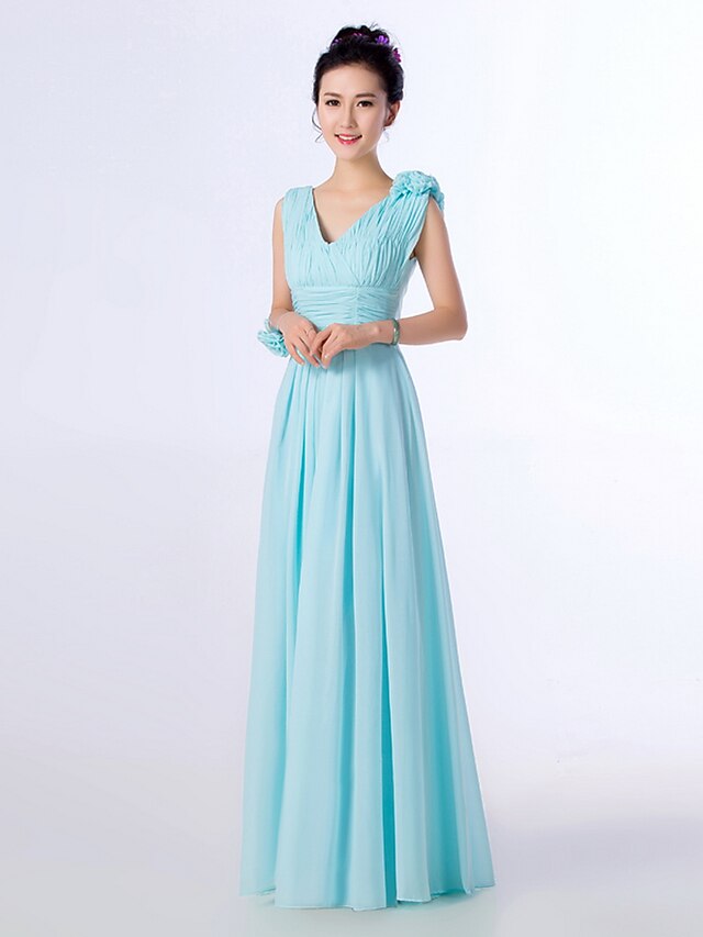  Floor-length Bridesmaid Dress - A-line Straps with