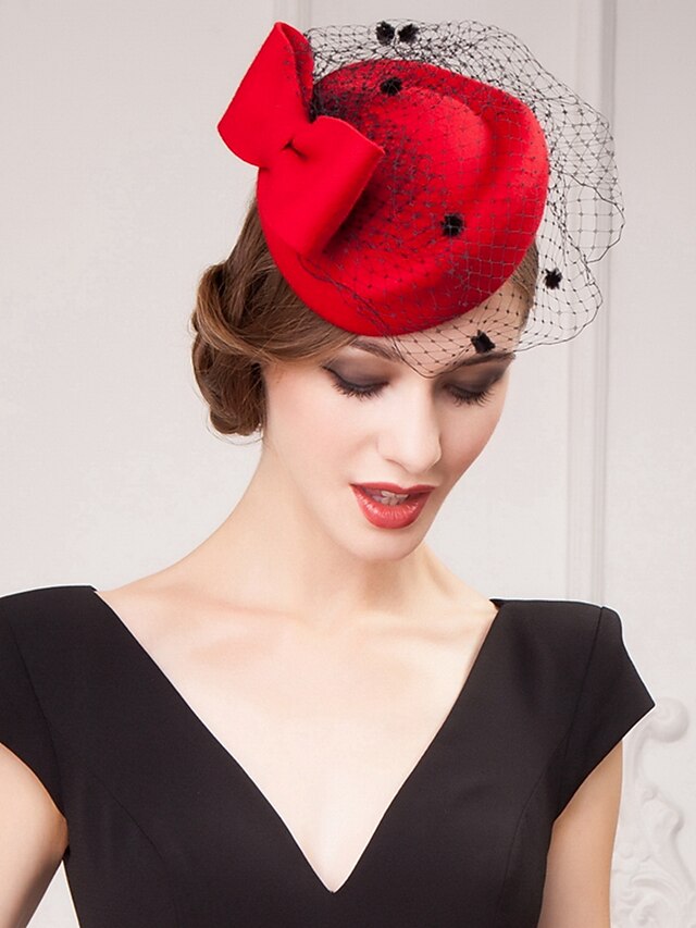  Tulle Satin Hats Headpiece Wedding Party Elegant Feminine Style