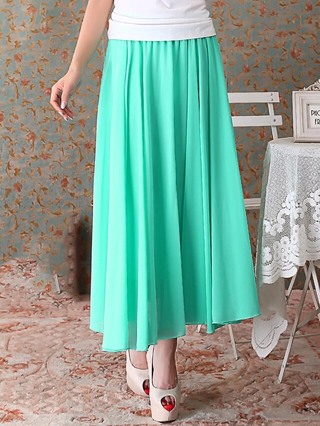  Sagetech®Women's Solid Colored Long Chiffon Skirt (More Colors)