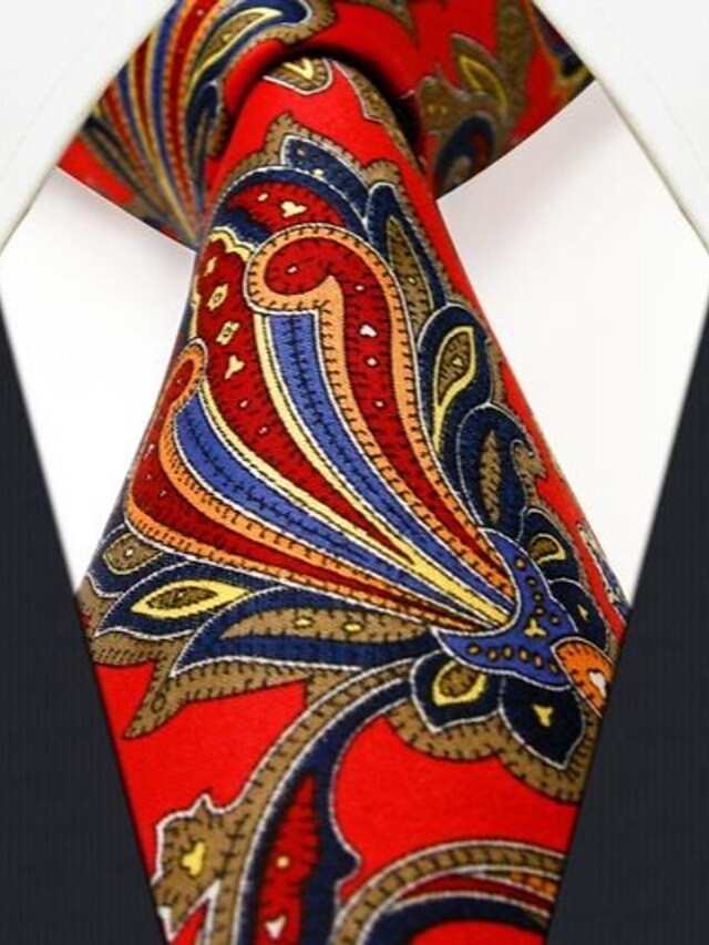  Men's Silk Neck Tie,Casual Red