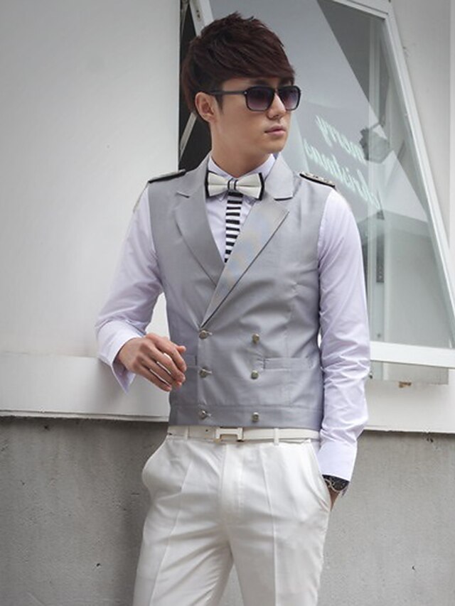  Gray Cotton Tailored Fit Suit Vest 