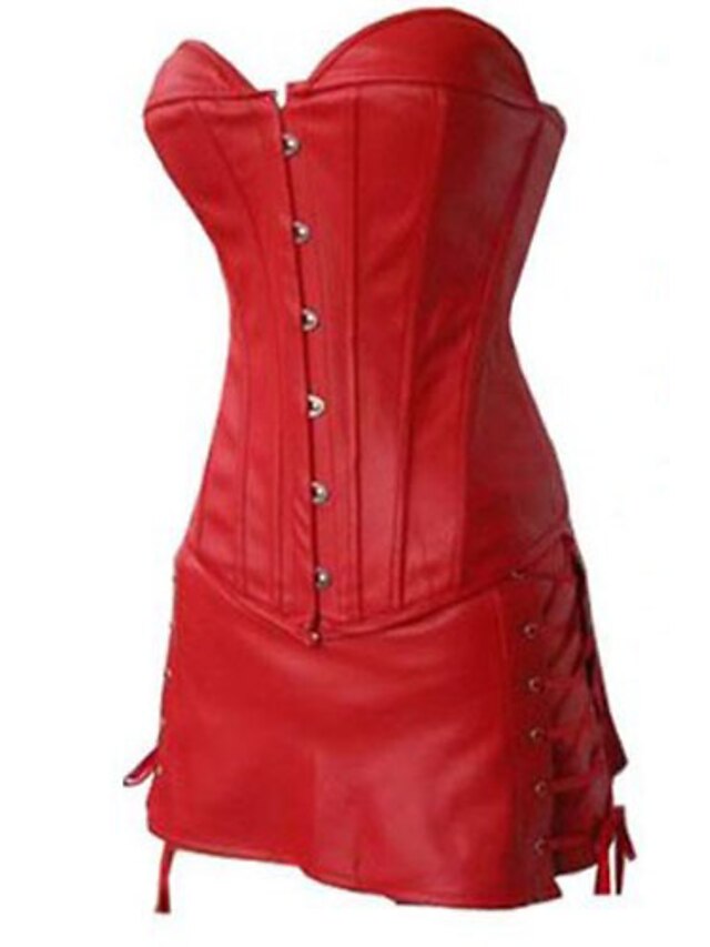  Women's Buckle Corsets / Corset Dresses - Solid Colored Black Red S M L / Sexy