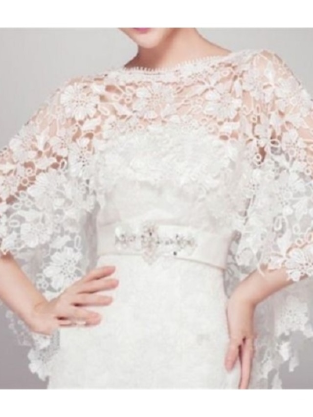  Sleeveless Capelets Lace Wedding / Party Evening Wedding  Wraps With Lace