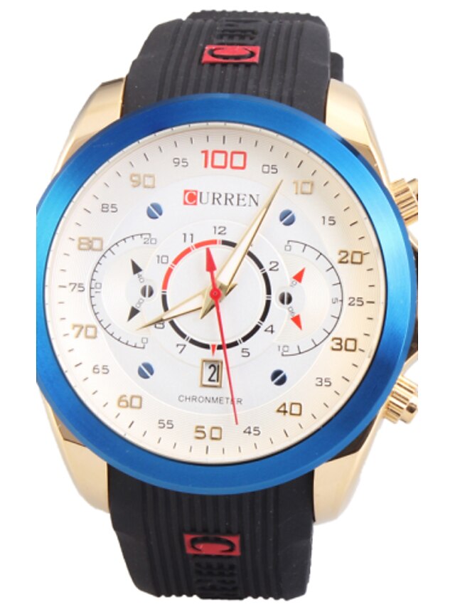  Man‘s Quartz Wrist Watch Round Dial Fashion Silicone Strap With Calendar (Assorted Colors) Cool Watch Unique Watch