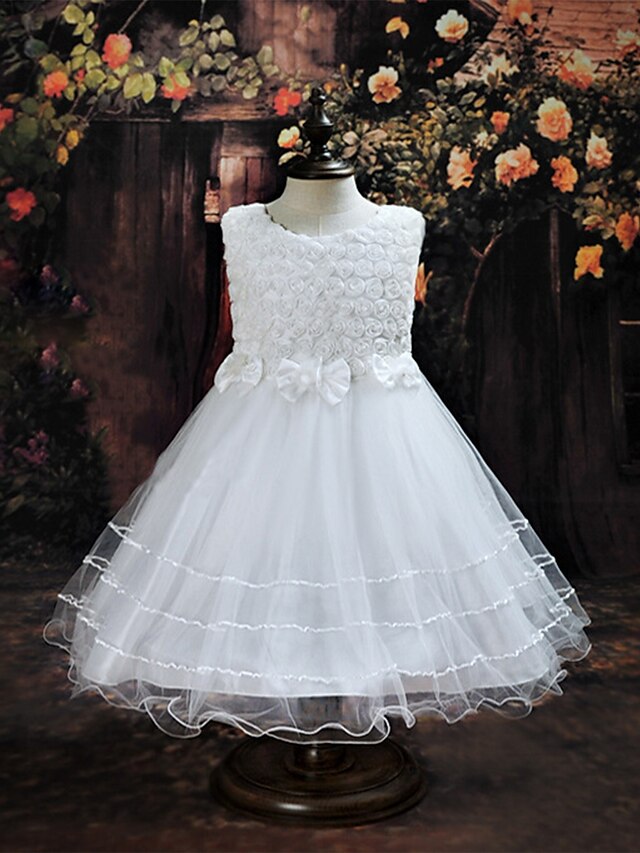  A-Line Knee Length Flower Girl Dress Cute Prom Dress Polyester with Sash / Ribbon Fit 3-16 Years