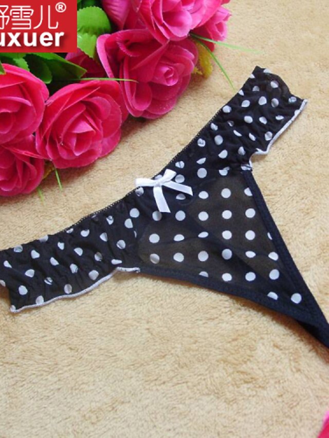  Women's Ultra Sexy Nightwear - Cotton Polka Dot Black