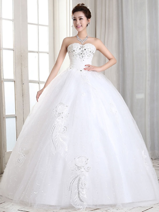  Wedding Dresses Ball Gown Sweetheart Sleeveless Floor Length Tulle Bridal Gowns With Beading Appliques 2023 Summer Wedding Party, Women's Clothing