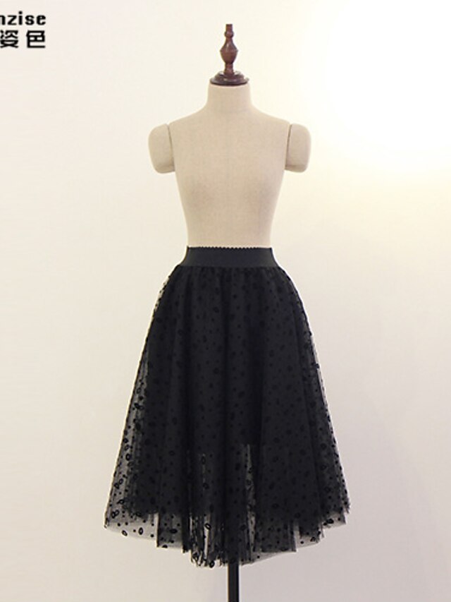  Women's Daily A Line Skirts - Solid Colored Tulle Black