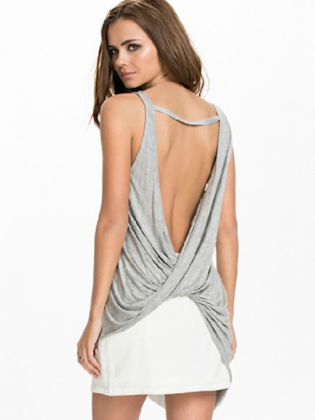  Women's Backless Sexy Beach Casual Backless Vest Tank Top
