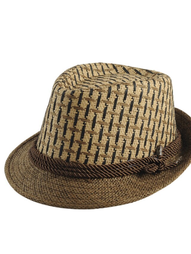  Homme Rétro Chapeau de Paille / Chapeau de soleil Couleur Pleine / Beige / Chapeau & Bonnet