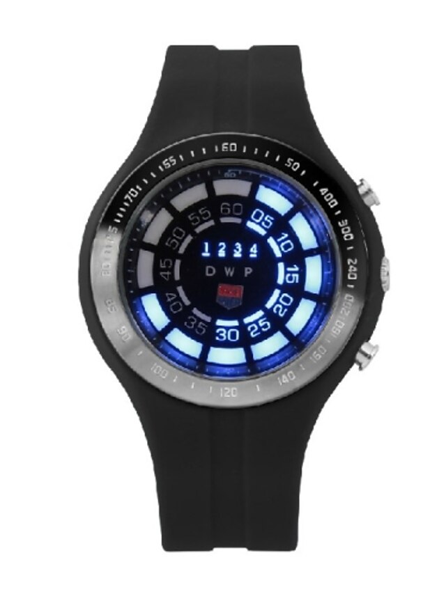  Hombre Reloj Deportivo Digital Cuero Sintético Acolchado Negro LED Analógico Negro
